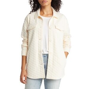Caslon® Quilted Jacquard Field Jacket Ivory Pristine Medium Lined